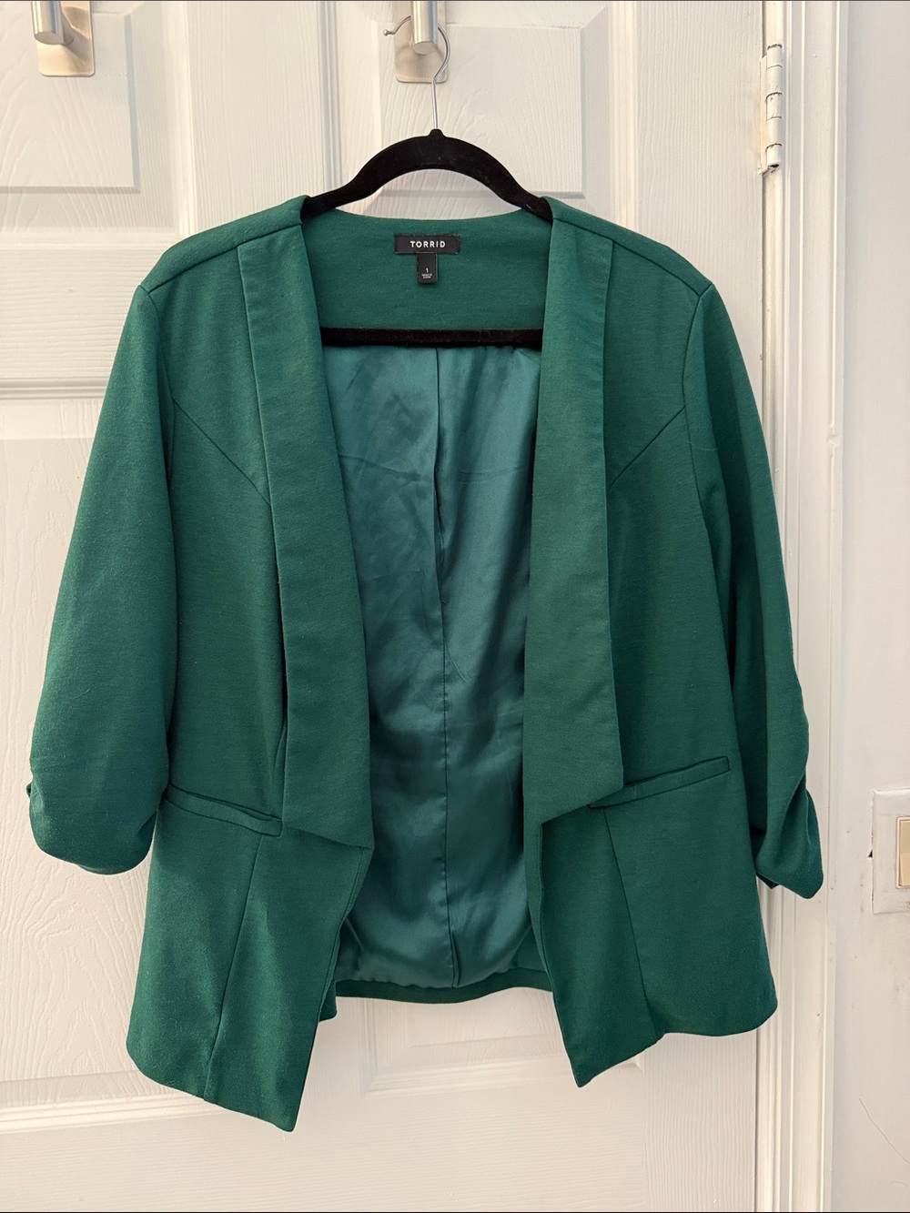 torrid deep green open-front blazer